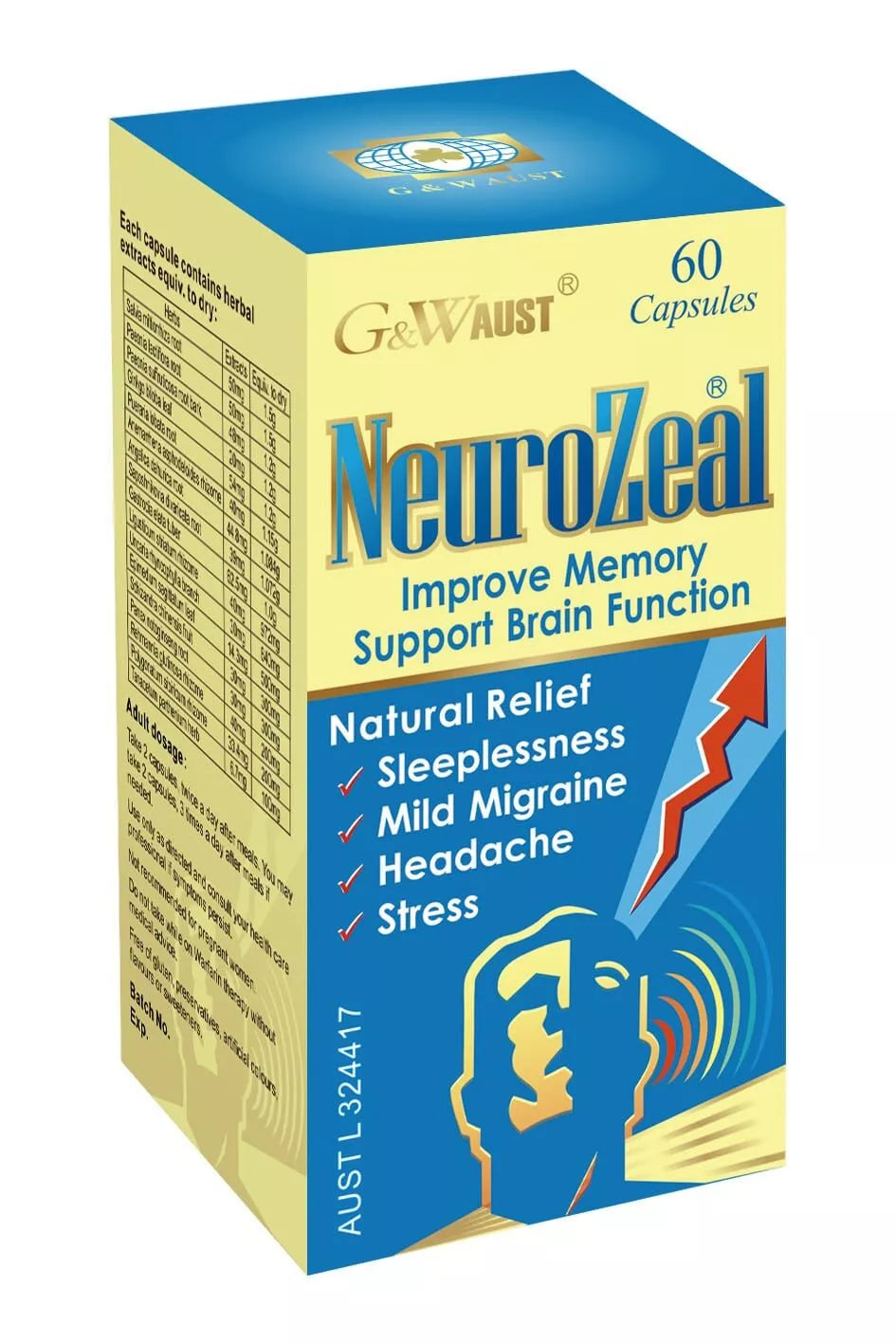 NEUROZEAL® Memory, Vertigo, Migraine, Headache, Insomnia+ 60 Capsules
